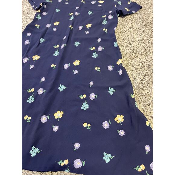 VINTAGE Laura Ashley Y2K Floral Viscose Women’s Dress, Sz 8 Navy Flirty Cottage‎ - Picture 2 of 10